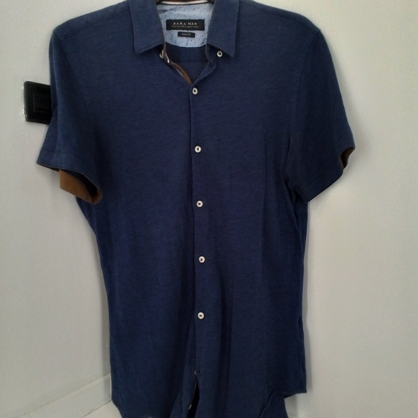 Men's Brown & Blue Cotton Polo Shirt - Like New