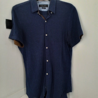 Men's Brown & Blue Cotton Polo Shirt - Like New