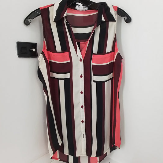 Express, Inc. Women's Cotton Blouse - Size S - Red, White, Pink, Black