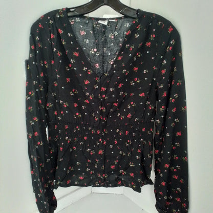Gap Inc. Women's Long Sleeve Blouse, Size S, Black, Cotton