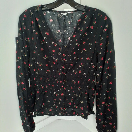 Gap Inc. Women's Long Sleeve Blouse, Size S, Black, Cotton