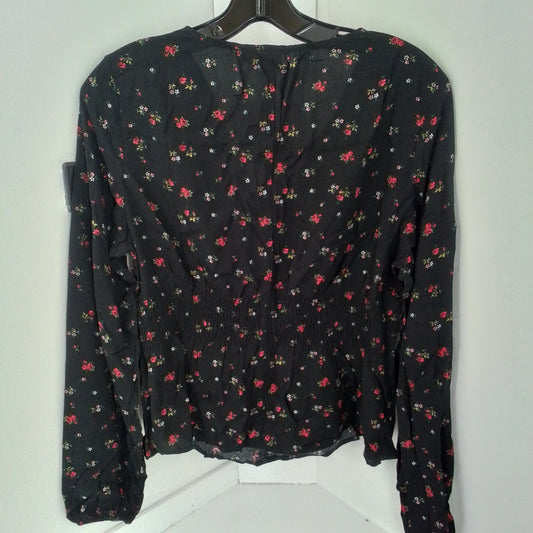 Gap Inc. Women's Long Sleeve Blouse, Size S, Black, Cotton
