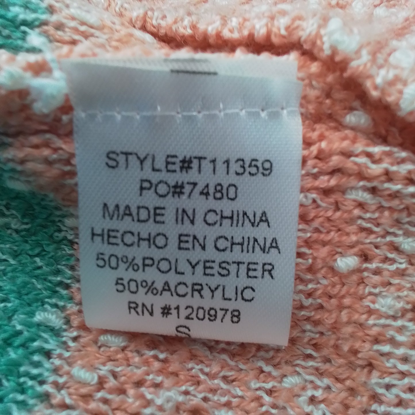 Women's Sweater S - Orange/cream/Green - Polyester/Acrylic