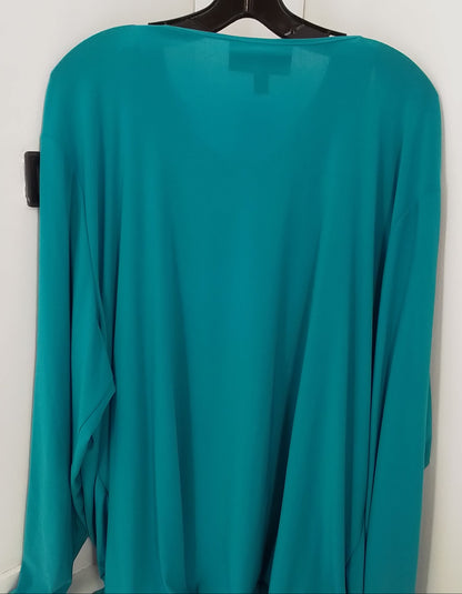 Women's Teal 2-piece Sleeveless Blouse and Cardigan 3X Polyester