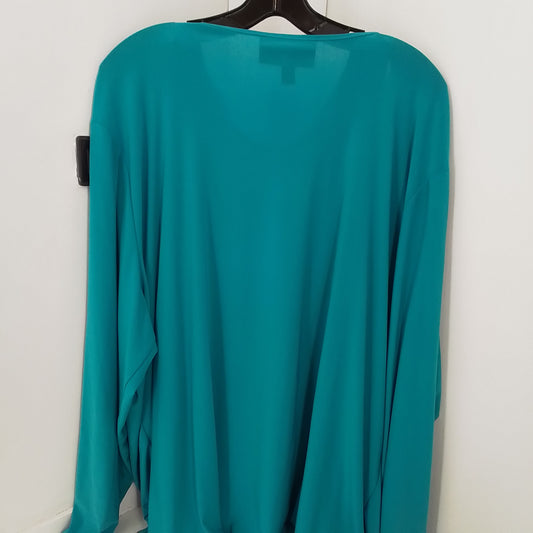 Women's Teal 2-piece Sleeveless Blouse and Cardigan 3X Polyester