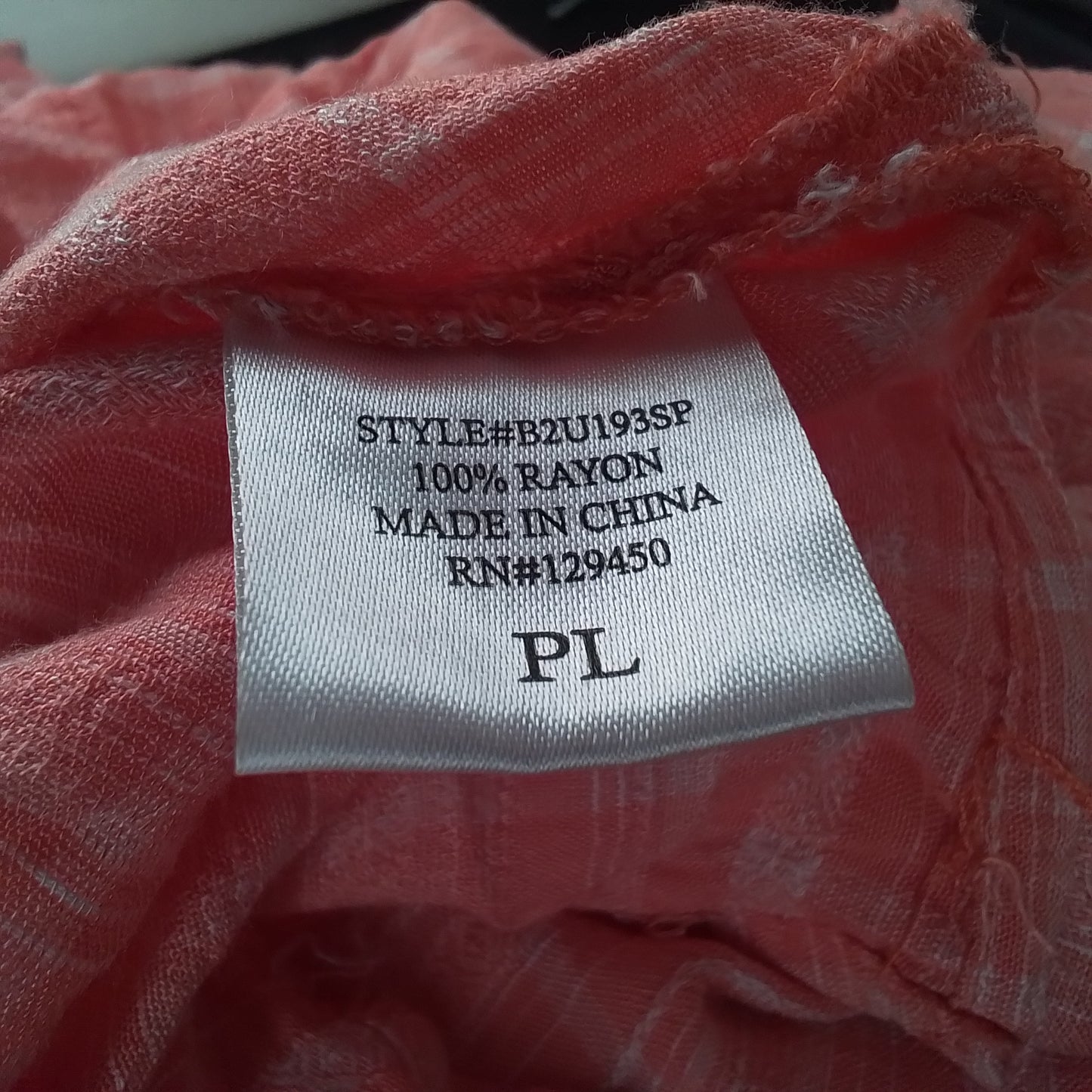 Women's Orange Rayon Blouse - Size L