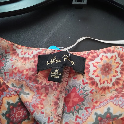 Women's Polyester Blouse - Size M - Pink, Black, Brown