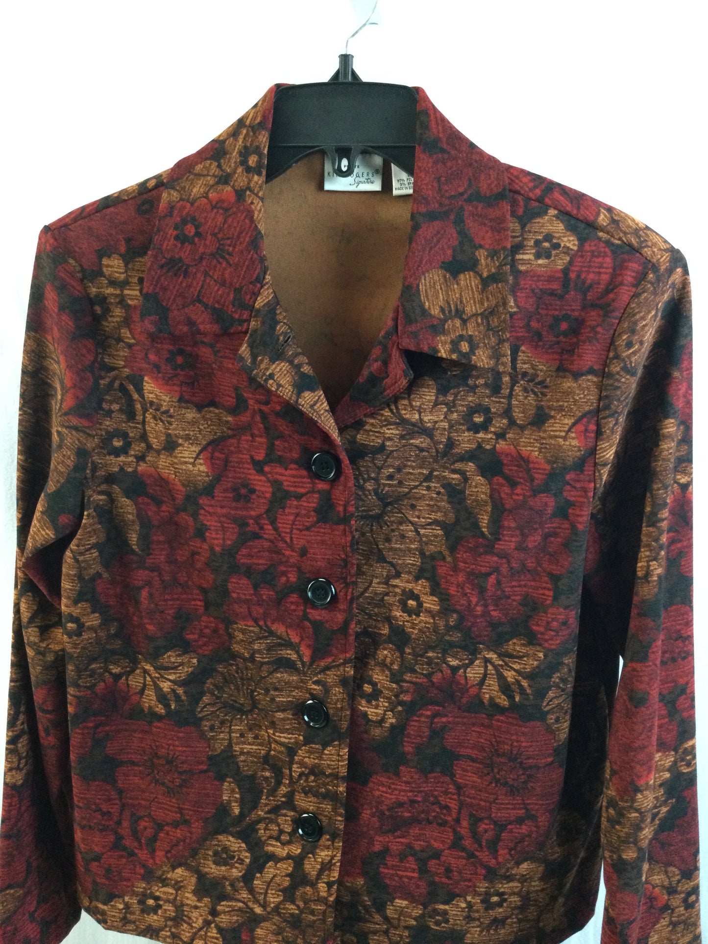 Kim Rogers Women's Red and Brown Floral Patterned Blazer