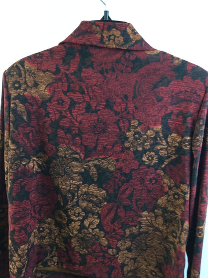 Kim Rogers Women's Red and Brown Floral Patterned Blazer