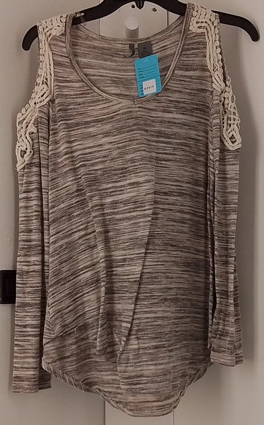 New Directions Gray Striped Sweater