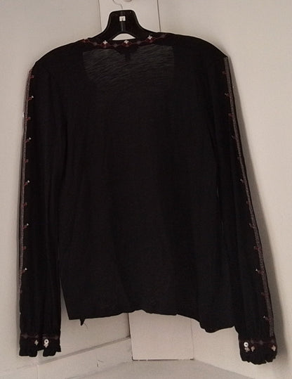 Lucy Brand Black Button Up Sweater