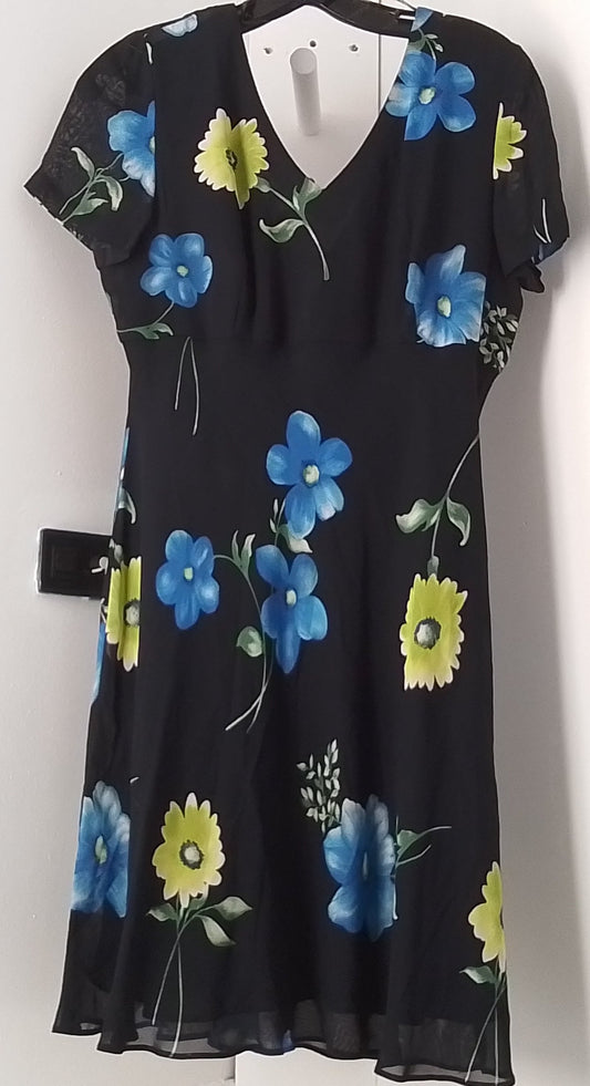 Donna Ricco Black Floral A-line Style Dress