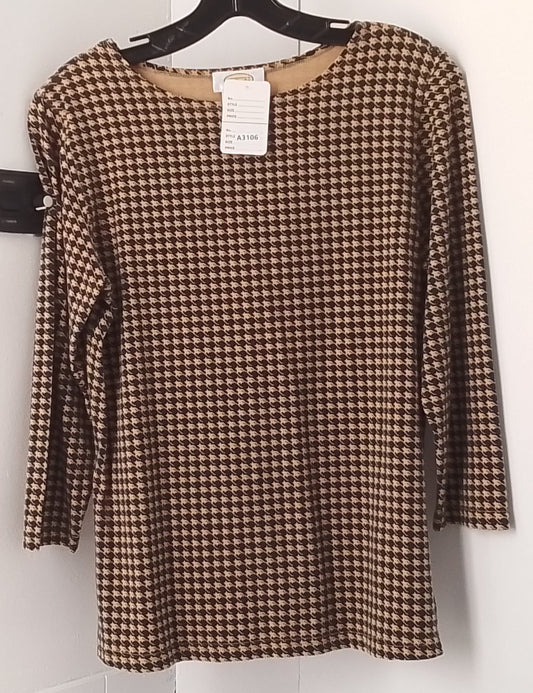 Talbots Brown and Black Patterned Long Sleeve Shirt