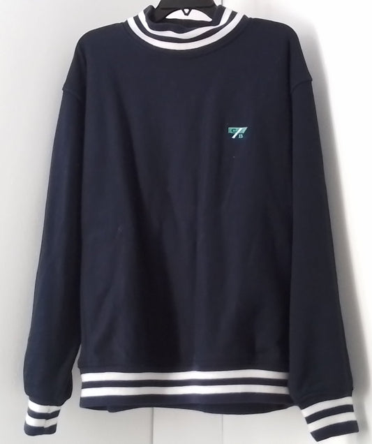 Cutter & Buck Navy Blue Sweater With White Stripes