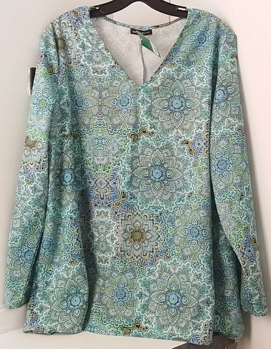 Just Fashion Now Women's Aqua Patterned Blouse