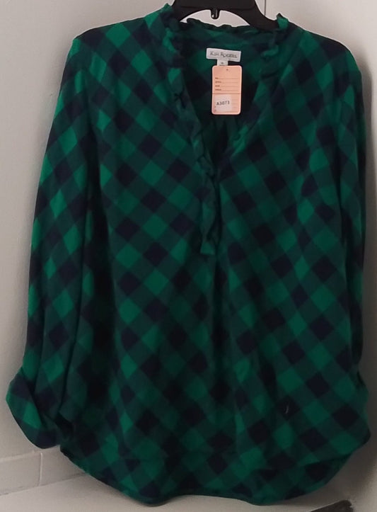 Kim Roger's Women's Green Plaid Shirt