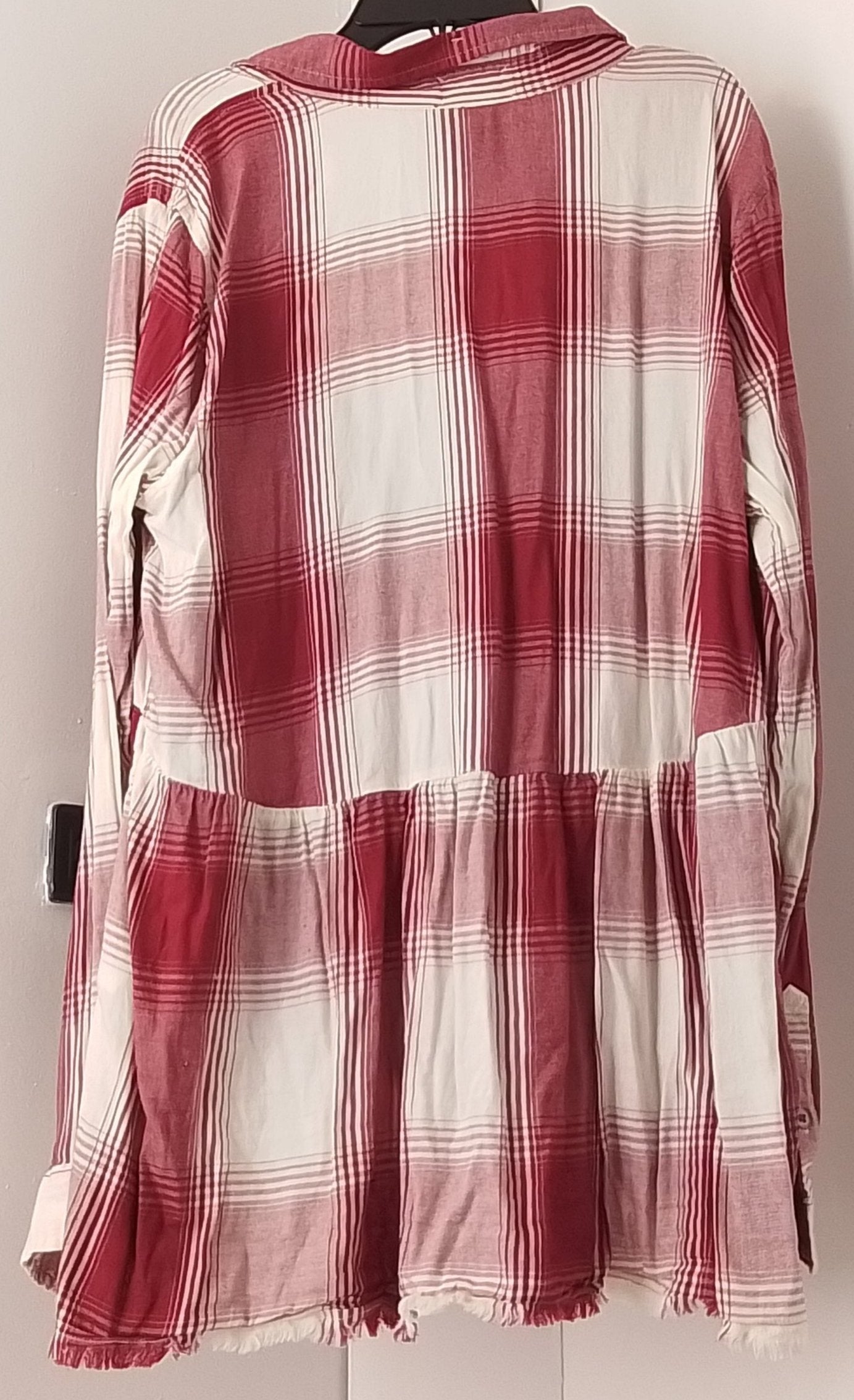 True Craft Women's Long Sleeve Red Plaid Blouse