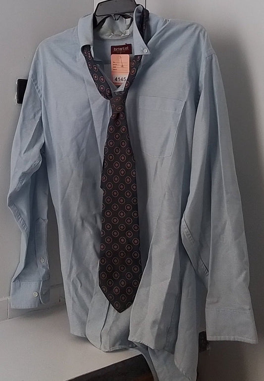 Bristol House Men's Blue Dress Shirt With a Tie