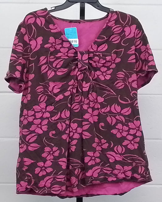 Women's Brown & Pink Floral Blouse