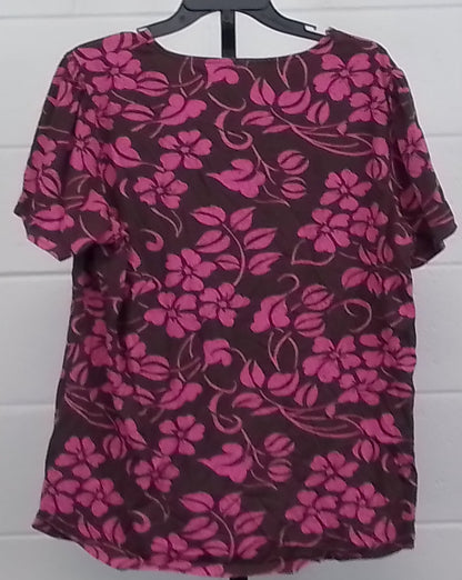 Women's Brown & Pink Floral Blouse