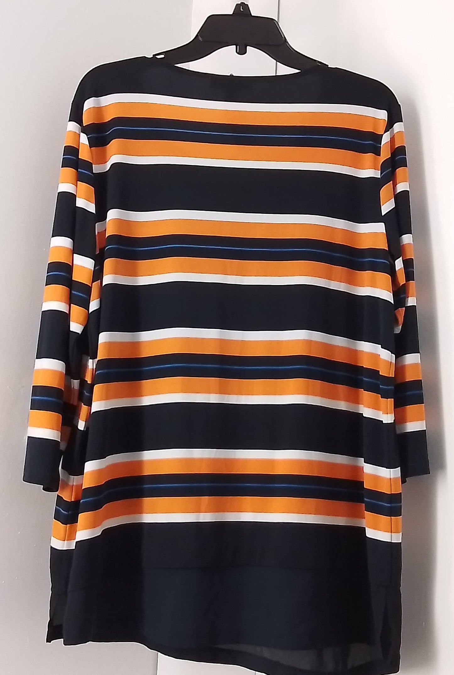 Chaus New York Women's Orange and Black Striped Shirt