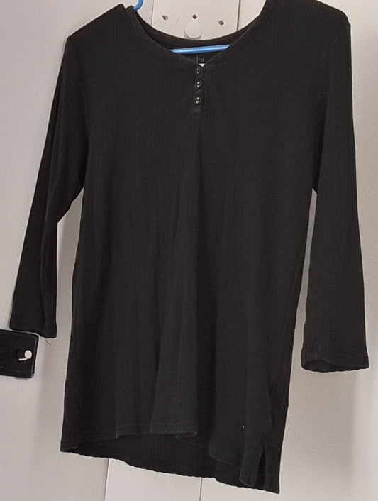 White Stag Black Long Sleeve Button Top