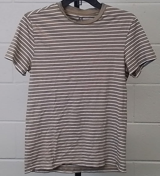 H&M Women's Tan Striped T-Shirt