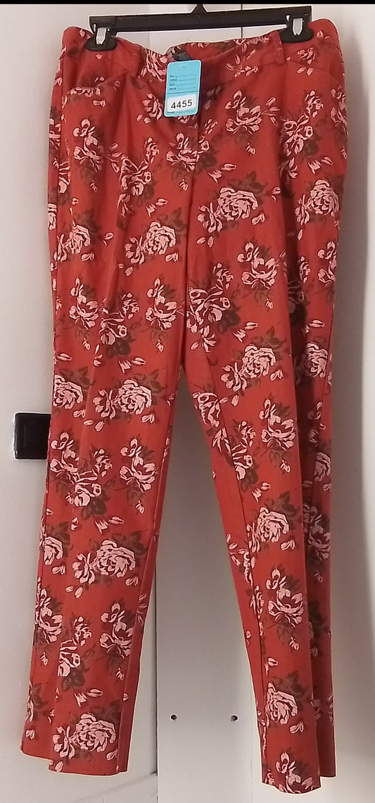 New Directions Women's Red Floral Patterned Pants